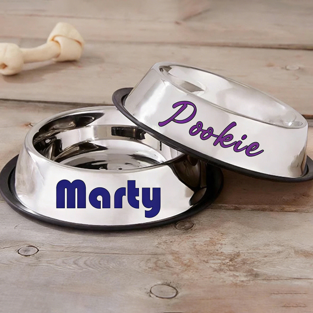 Personalized Pet Stainless Steel Anti-slip Food Bowl | BKPet367