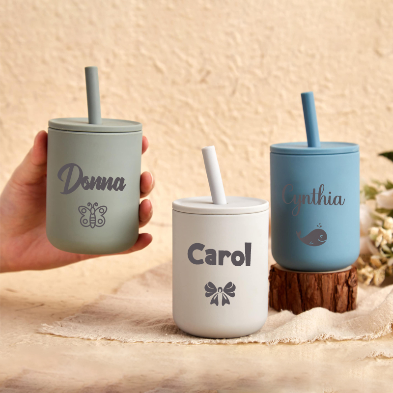 Personalised Baby Food Grade Sippy Silicone Cup  | CWBaby65