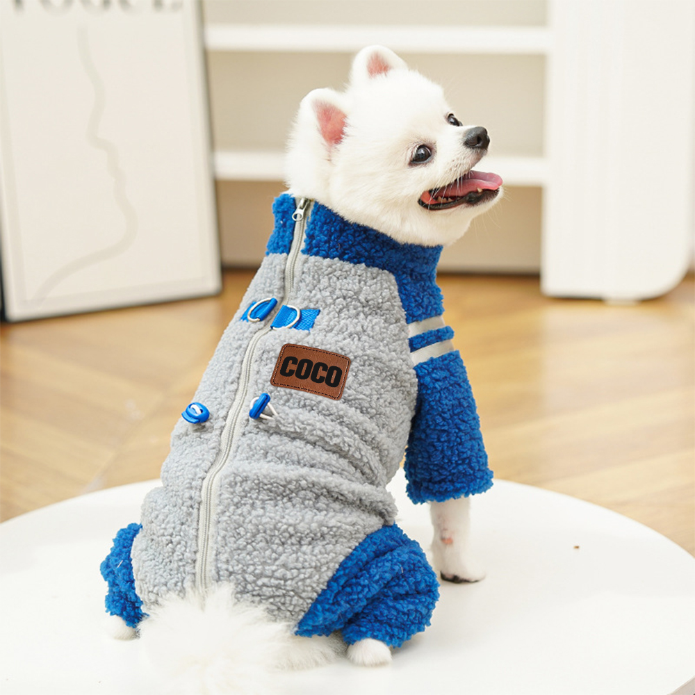 Personalized Leather Patch Pets Sherpa Warm Coat | BKPet389