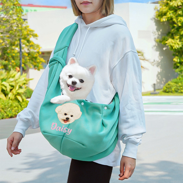 Personalized Pet Portraits Photo Hands Free Sling Carrier | BKPet390