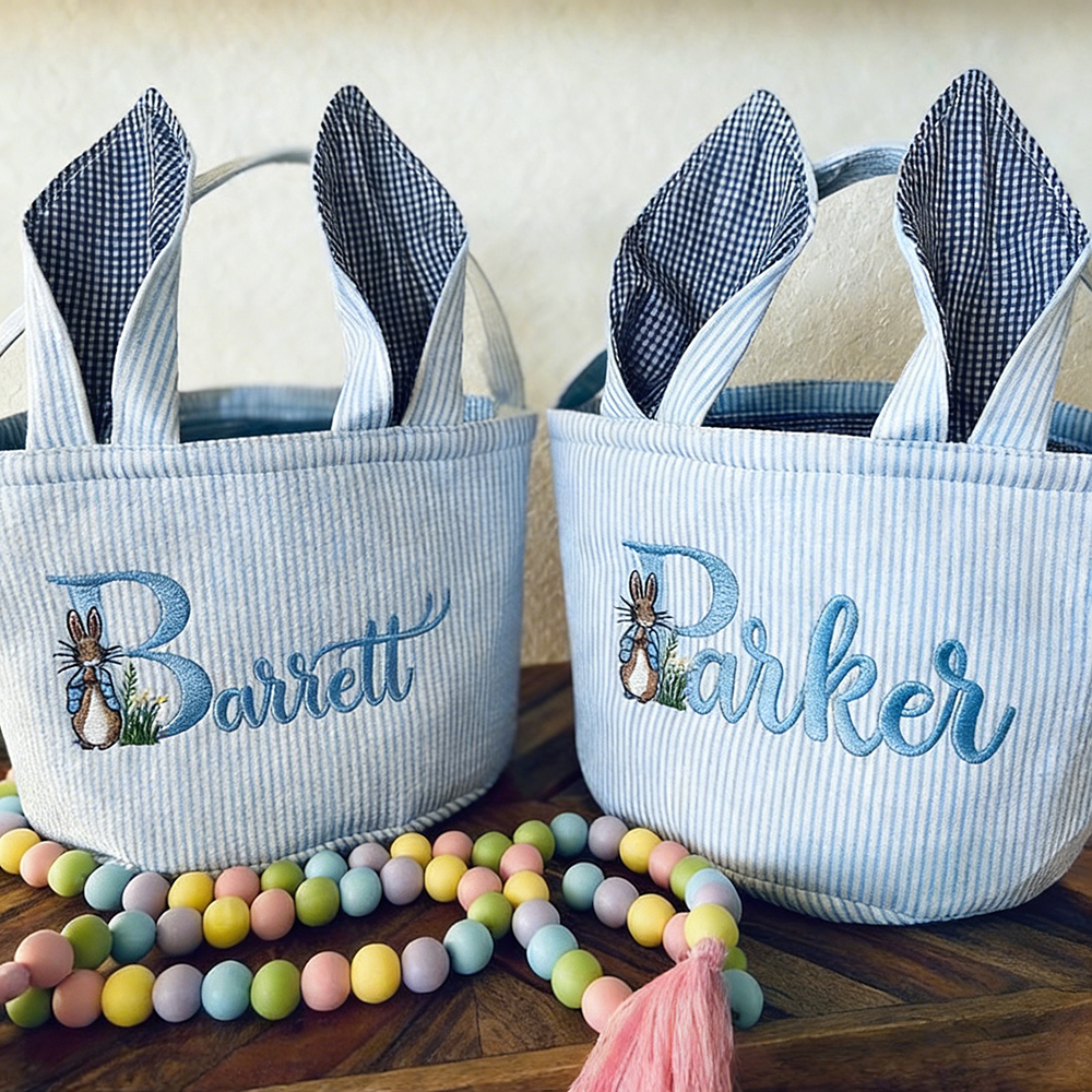 Personalized Embroidered Easter Bunny Basket | CWEaster85