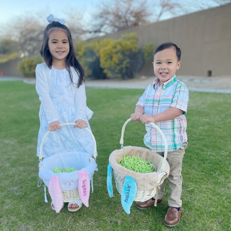 Personalized Embroidered Easter Bunny Basket Liner (Not Include Basket) | CWEaster86