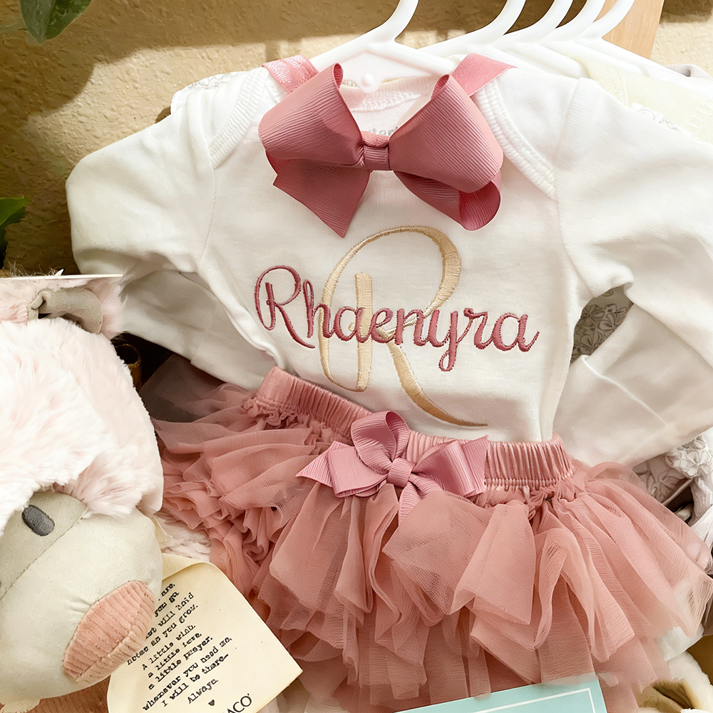 Personalized Embroidered Baby Girl Coming Home Outfit | CWBaby429