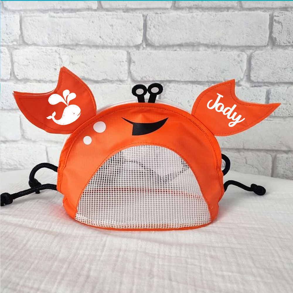 Personalized Crab Seashell Zipper Mesh Beach Bag | CWBeach111