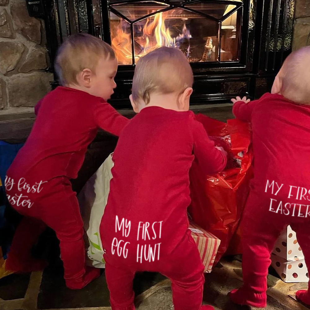 Personalized Baby First Easter Cozy Soft Long Sleeve Romper | CWEaster91