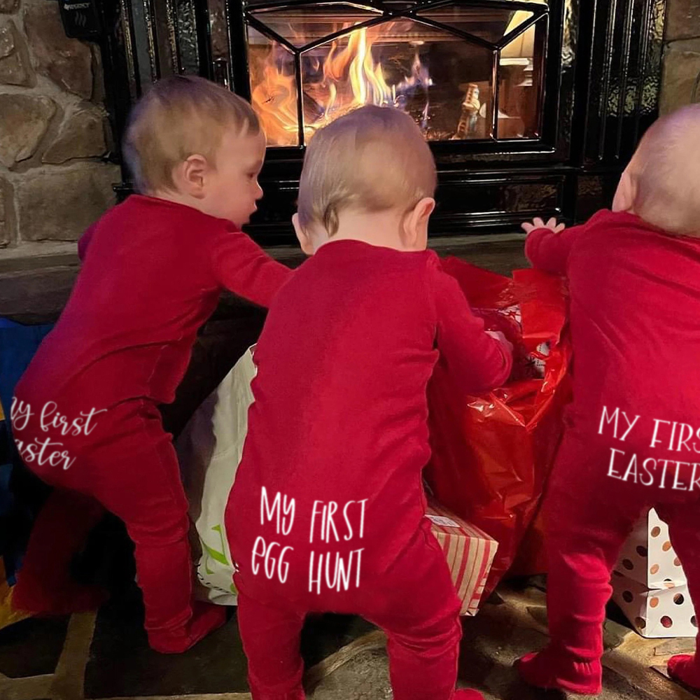 Personalized Baby First Easter Cozy Soft Long Sleeve Romper | CWEaster91