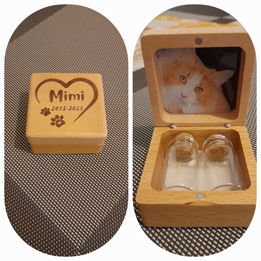 Personalized Wooden Pet Memorial Fur Keepsake Box | BKPet421