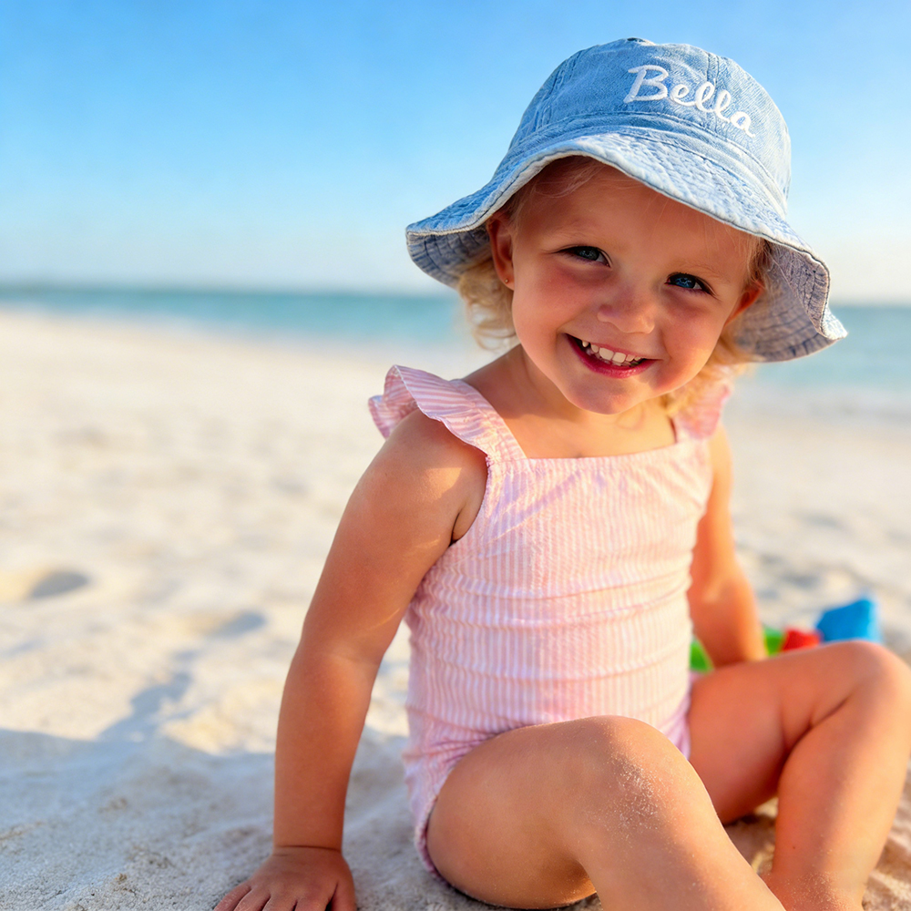 Personalized Embroidery Kid Denim Bucket Hat | CWBeach216