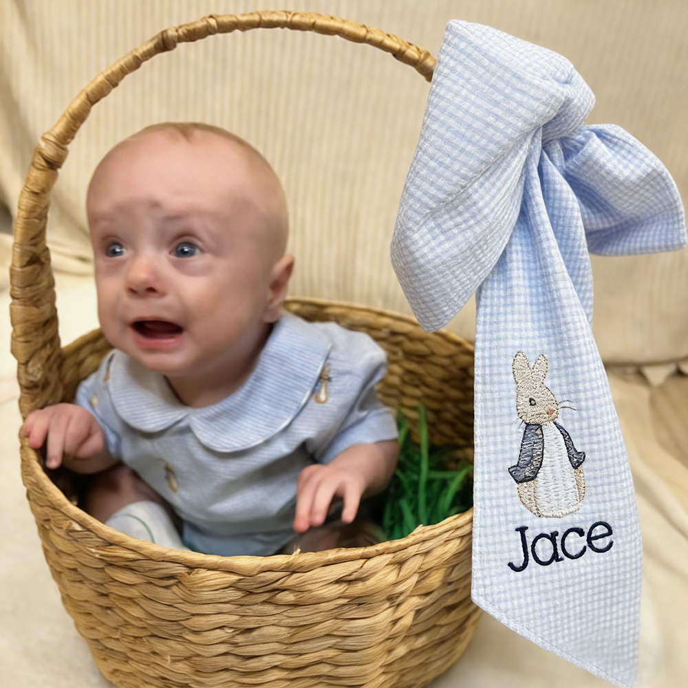 Personalized Embroidery Cotton Easter Basket Sash | CWEaster93