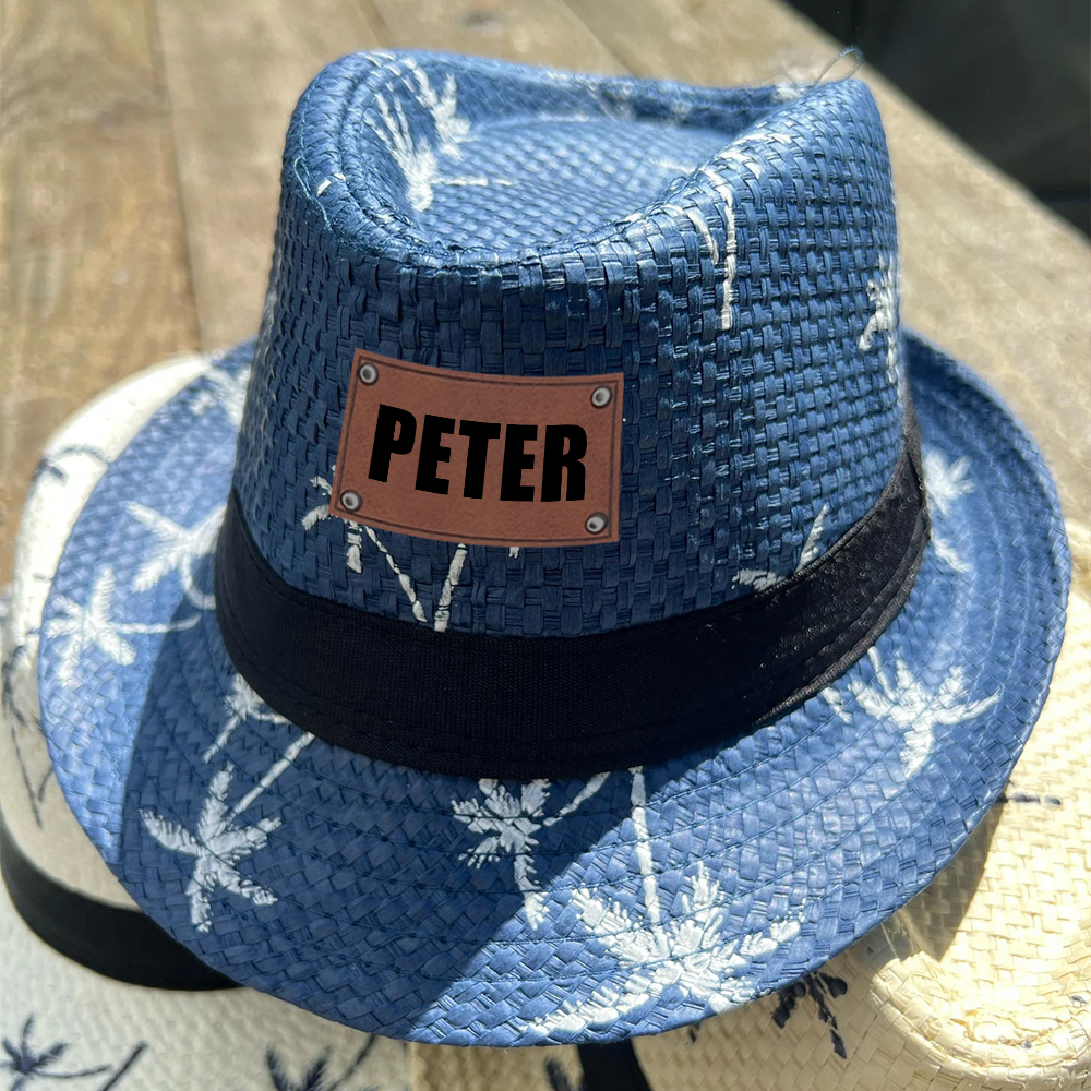 Personalized Summer Leather Patch Straw Hat for Comfort & Unique | CWBeach105