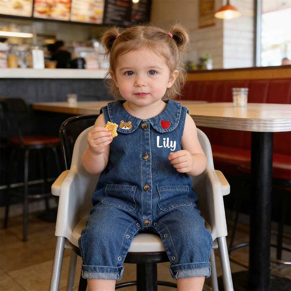 Personalized Baby Lovely Cozy Denim Overalls | CWBaby455