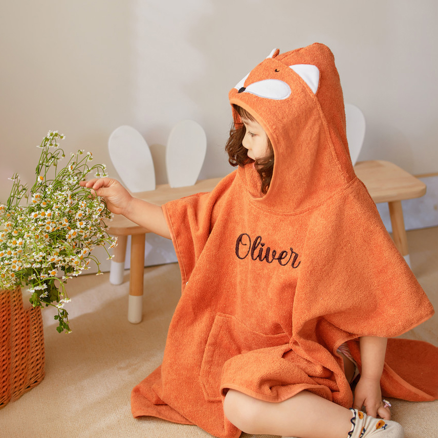Personalized Embroidery Animal Hooded Baby Towel | CWBaby457