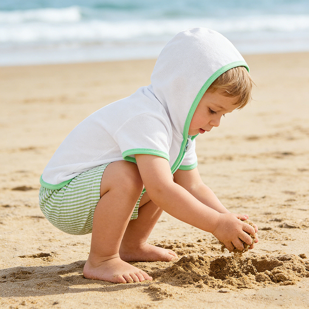 Personalized Kid Swim Cover up Hooded Robe Zippered Outfit | CWBaby459