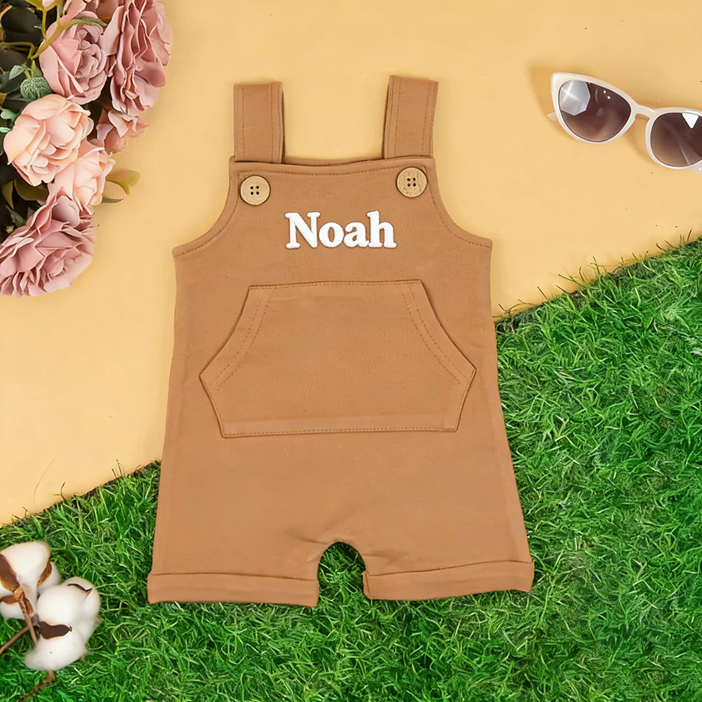 Personalized Embroidery Baby Suspenders Jumpsuit | CWBaby460