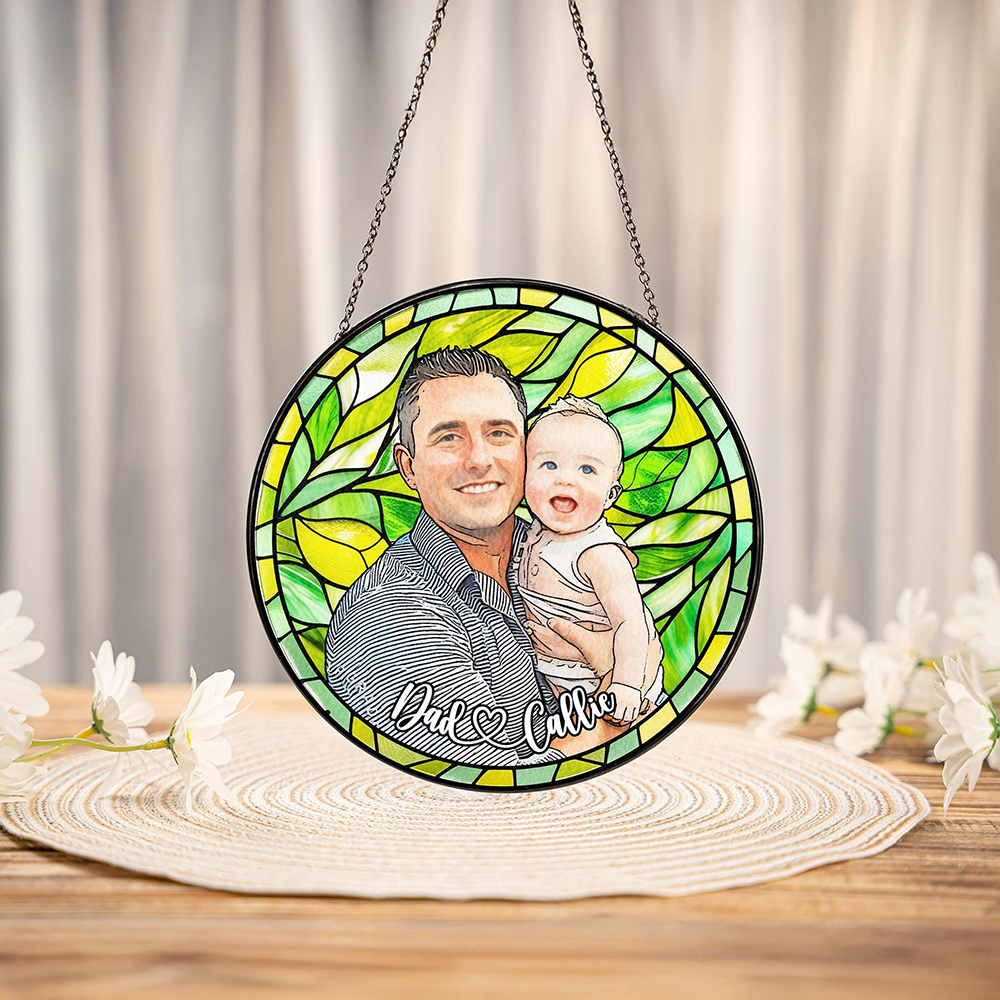 Personalized Mother's Day Memorial Portrait Stained Suncatcher | CWGift43