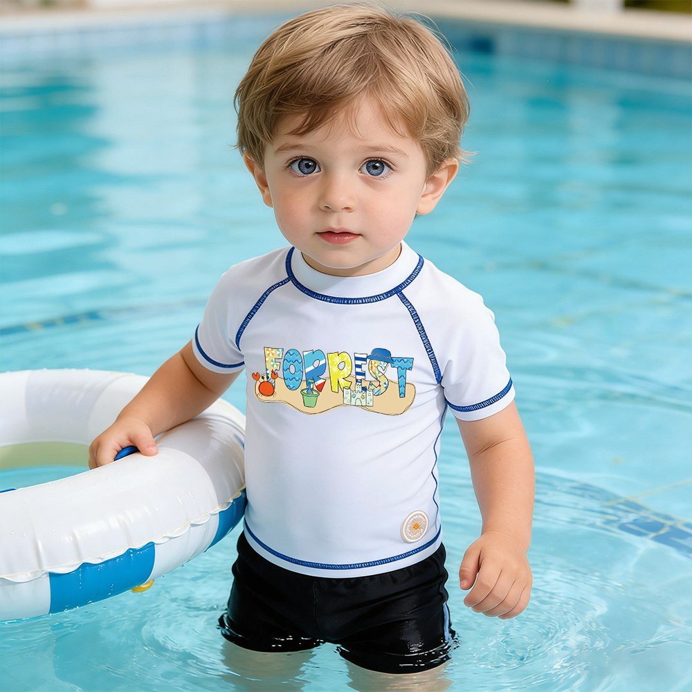 Personalized Kid Summer Beach Swim Suit Shirt | CWBeach232