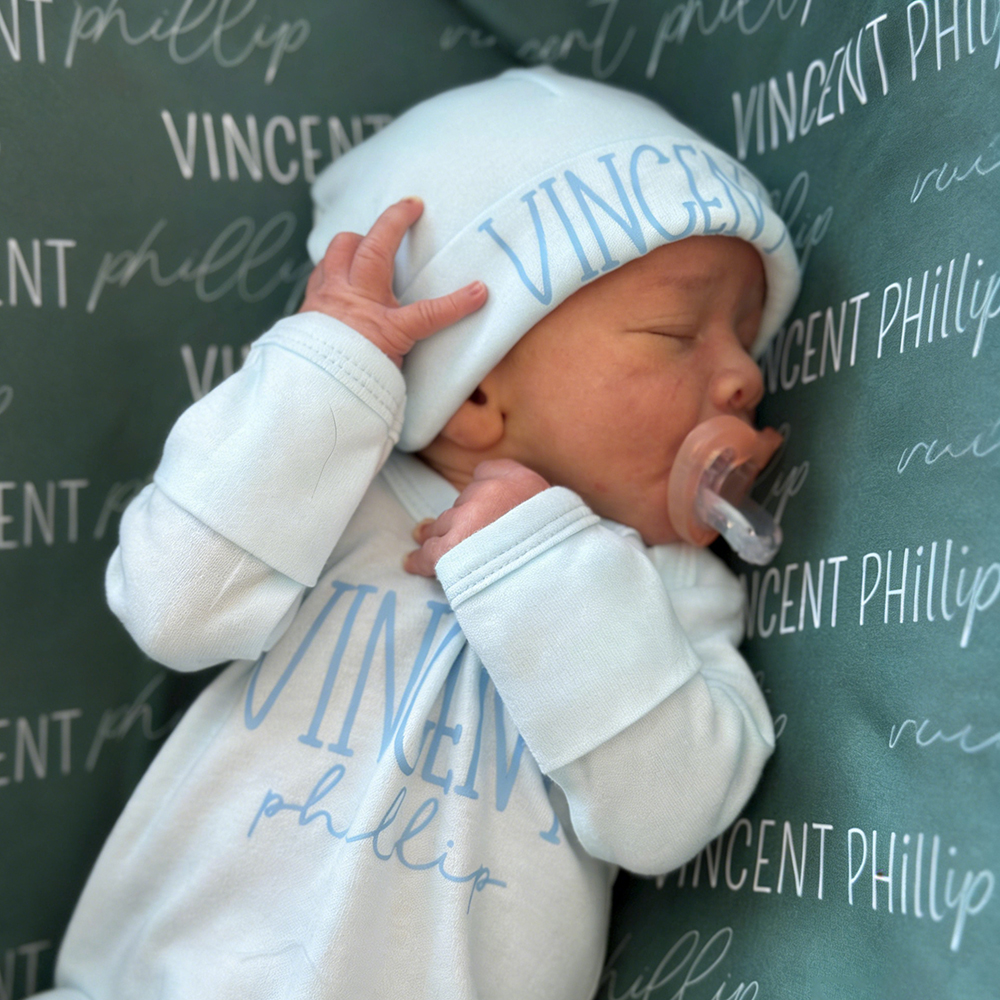 Personalized Baby Coming Home Romper and Hat Set | CWBaby473