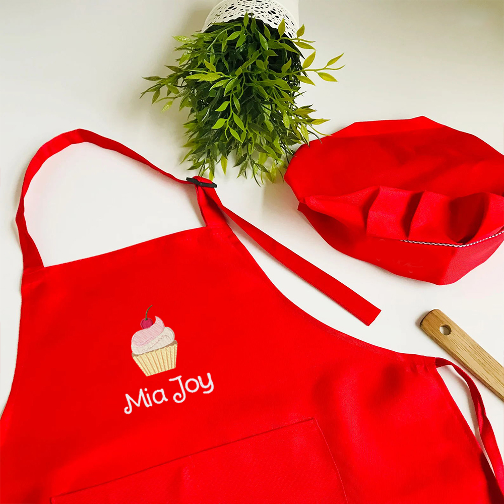 Personalized Embroidery Color Apron and Hat Set for Kid | Apron26