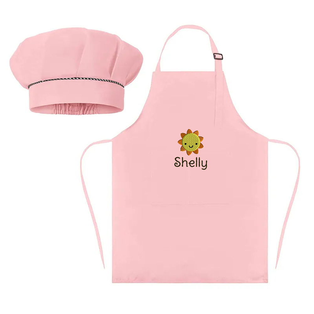 Personalized Embroidery Color Apron and Hat Set for Kid | Apron26