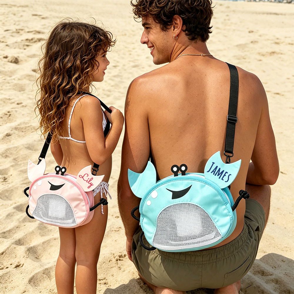 Personalized Crab Seashell Zipper Mesh Beach Bag For Adult | CWBeach245