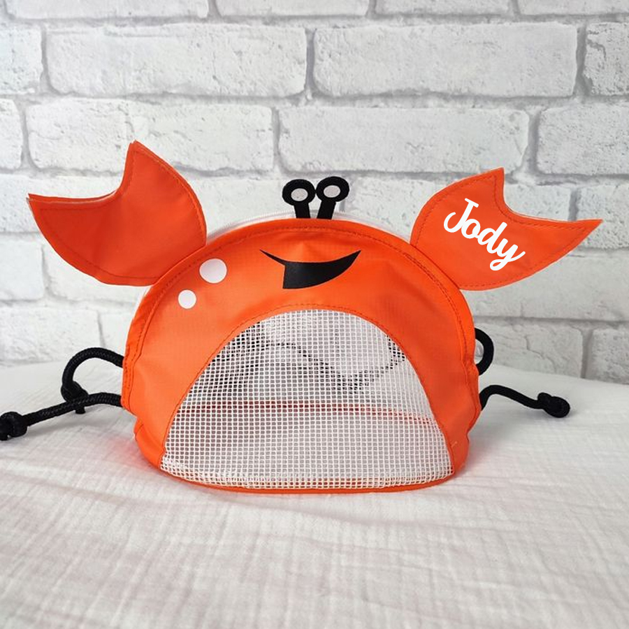 Personalized Crab Seashell Zipper Mesh Beach Bag For Adult & Kid | CWBeach245