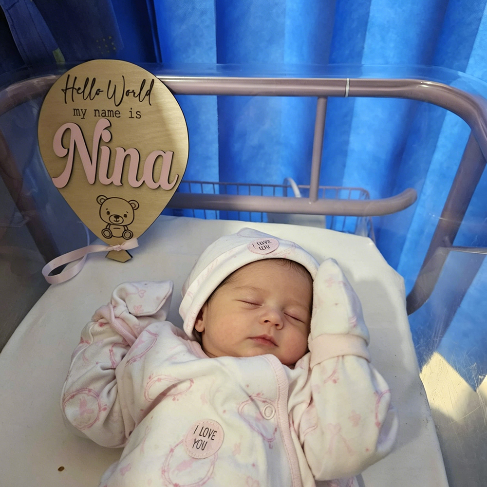 Personalized Baby Hello World Announcement Balloon Plaque | CWBaby501