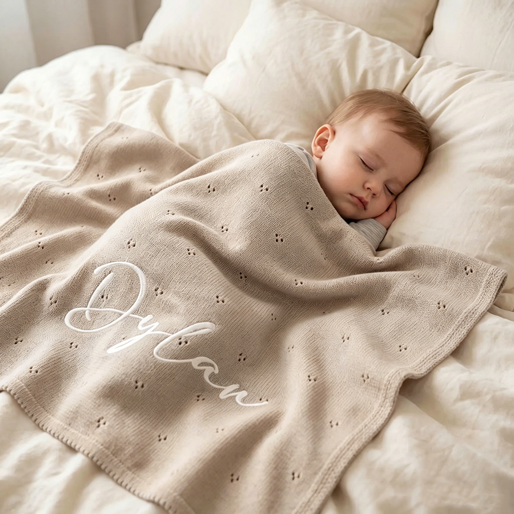 Personalized Embroidered Soft Crochet Baby Blanket | CWBaby505