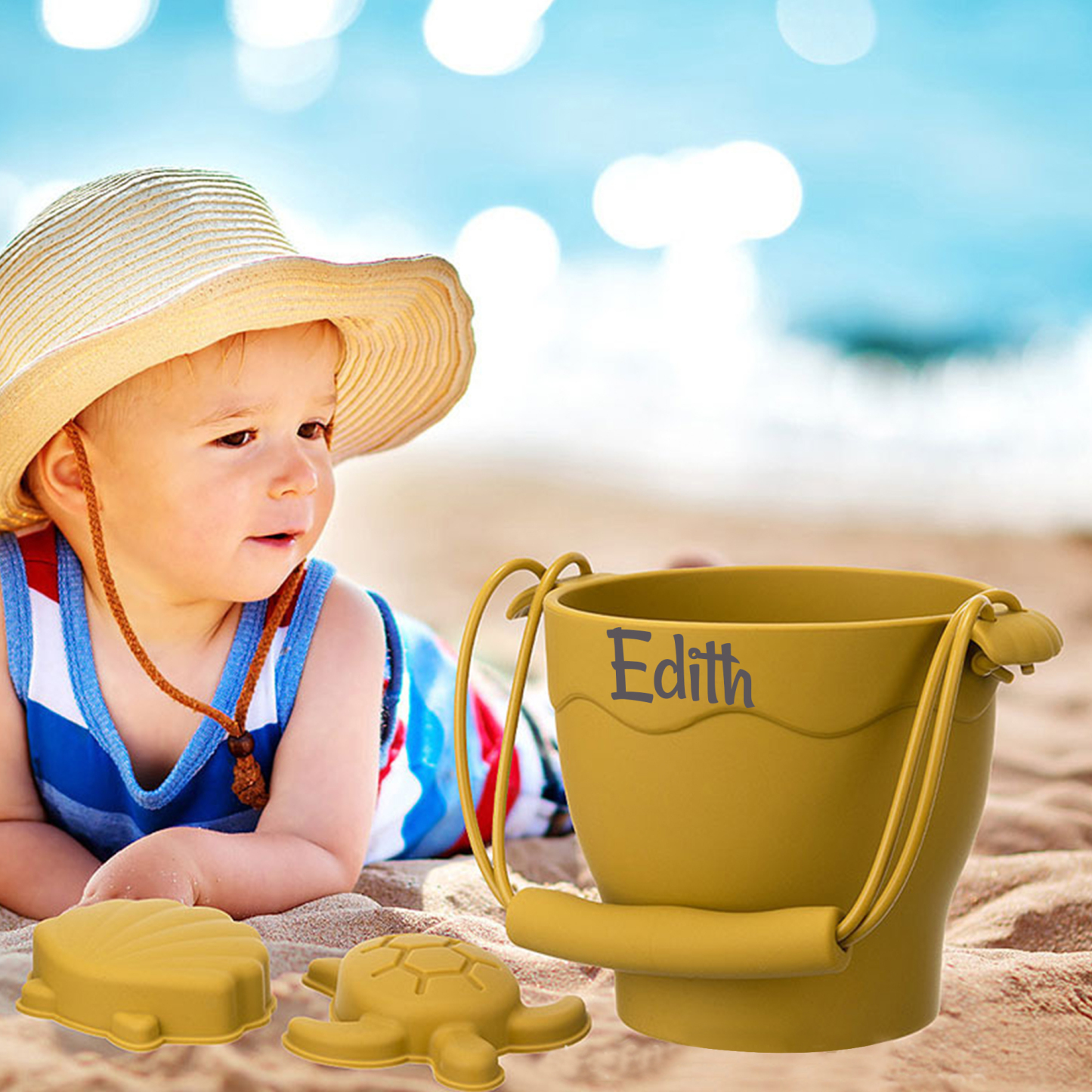 Personalized Kids Silicone Beach Bucket Set | CWToy52