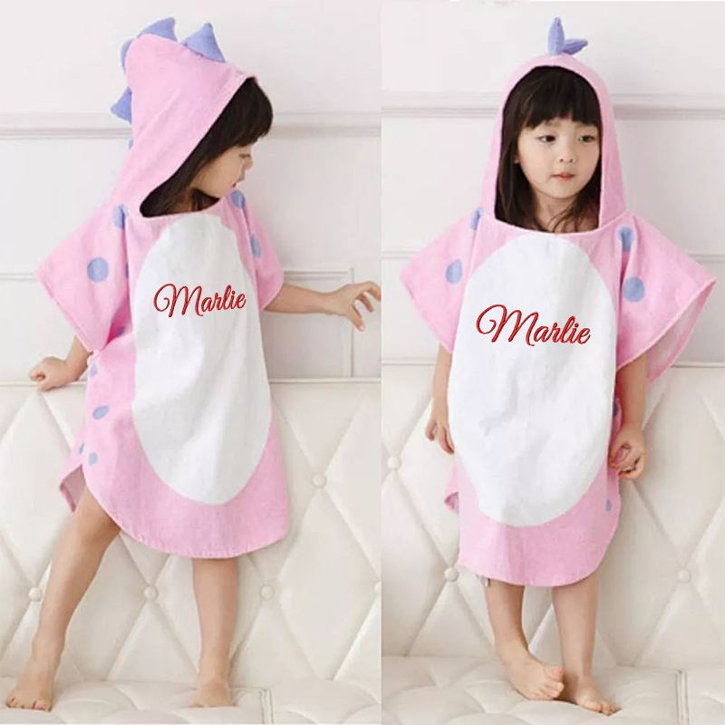 Personalized Embroidery Dinosaur Hooded Beach Towel for Summer & Beach | Cwbeach118