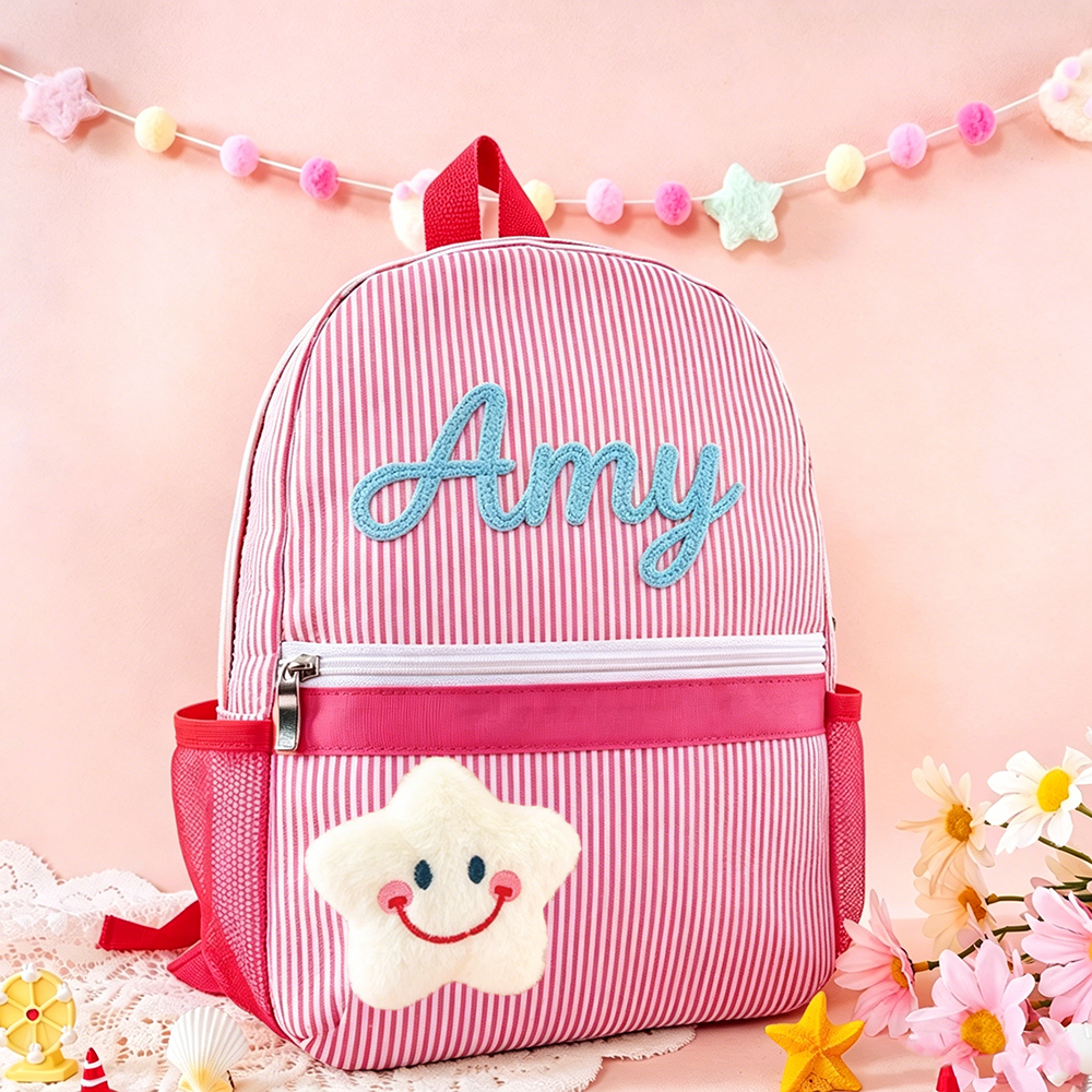 Personalized Kids Stripe Seersucker School Backpack | CWPack369