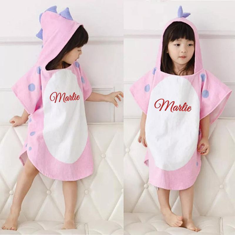 Personalized Embroidery Dinosaur Hooded Beach Towel for Summer & Beach | Cwbeach118