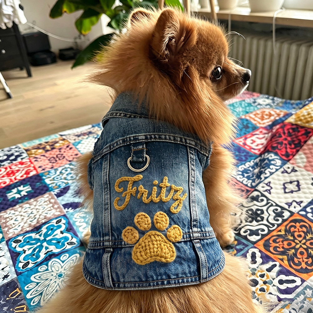 Personalized Hand Embroidered Pet Denim Jacket | BKPet542