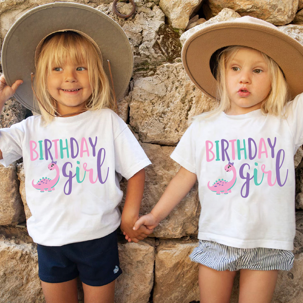 Personalized Cute Dinosaur Girl Birthday T-Shirt | inBirth17