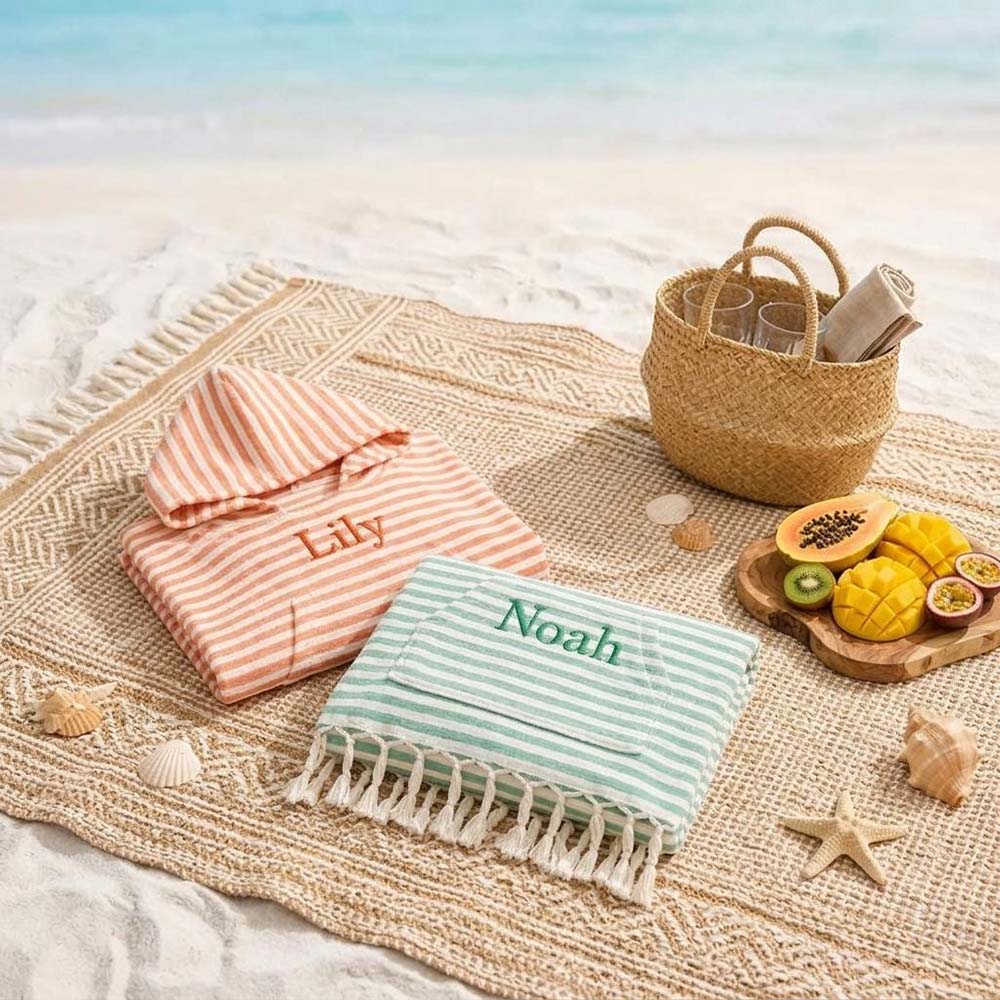 Personalized Embroidered Kids Turkish Beach Poncho | CWBeach262
