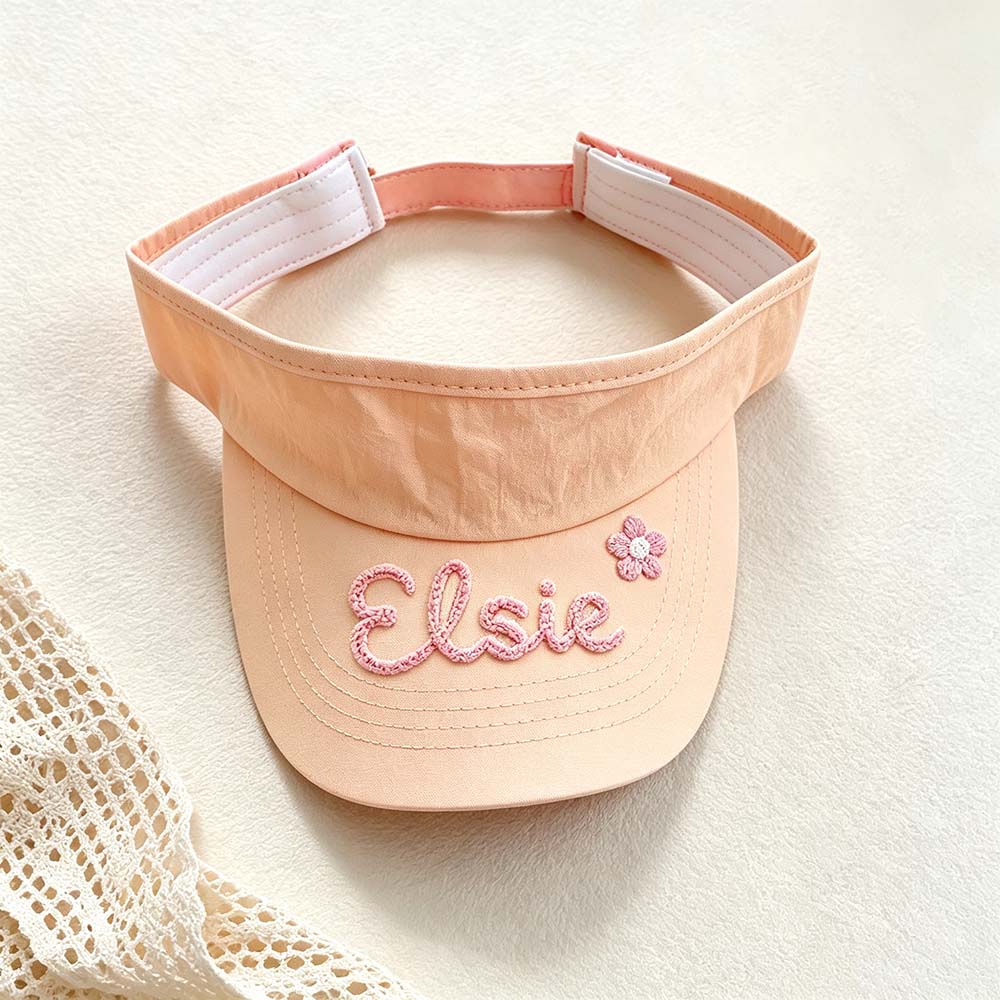 Personalized Hand Embroidery Kids Open-Top Summer Hat | CWBeach260