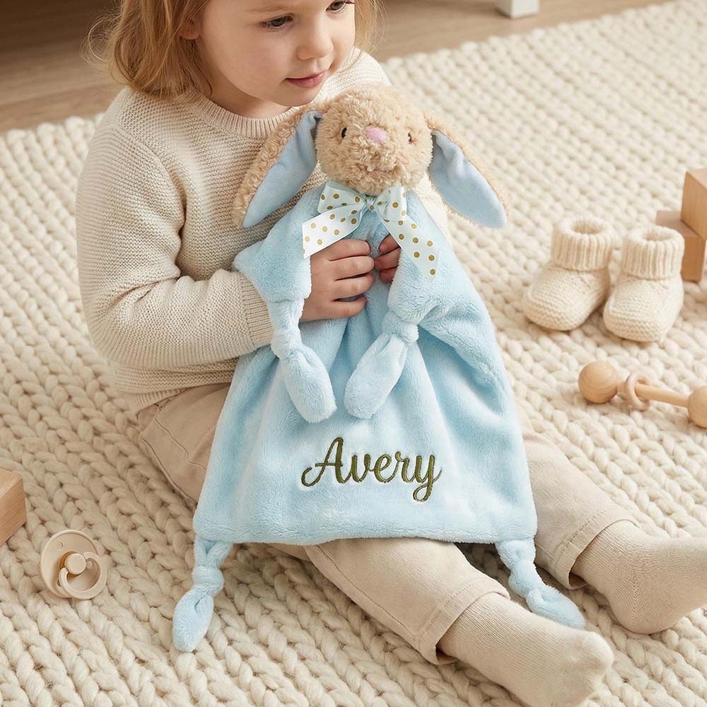 Personalized Embroidered Cute Animal Baby Security Blanket | CWToy199