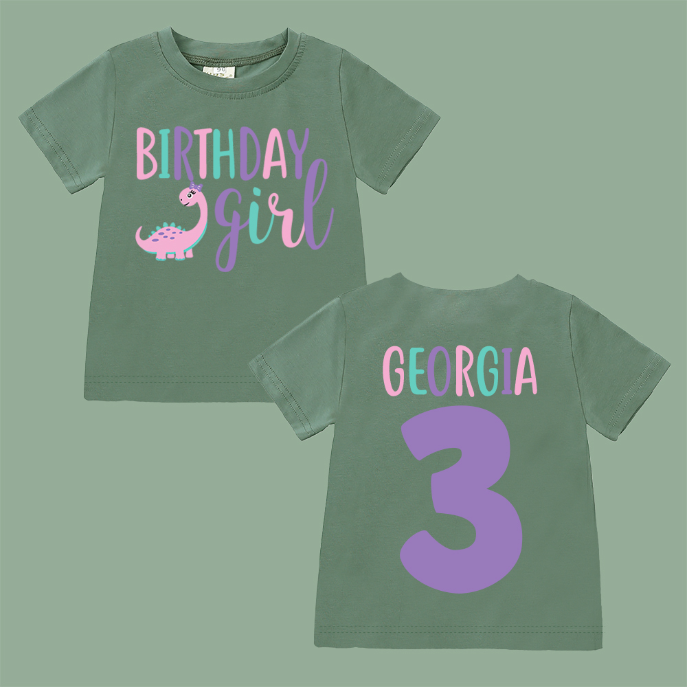 Personalized Cute Dinosaur Girl Birthday T-Shirt | inBirth17