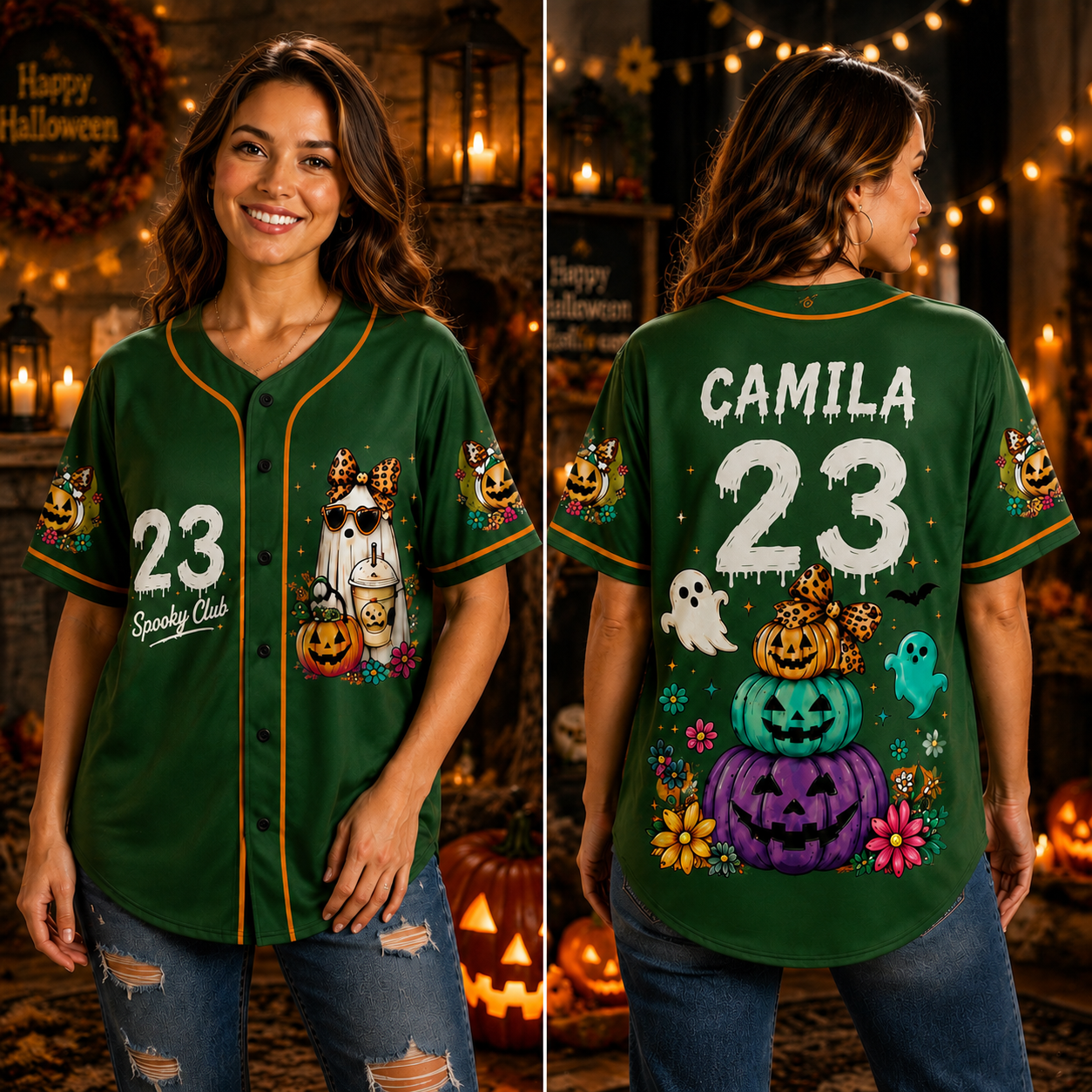 Personalized Halloween Button Up Baseball Jersey For Kid & Adult | CWHalloween91