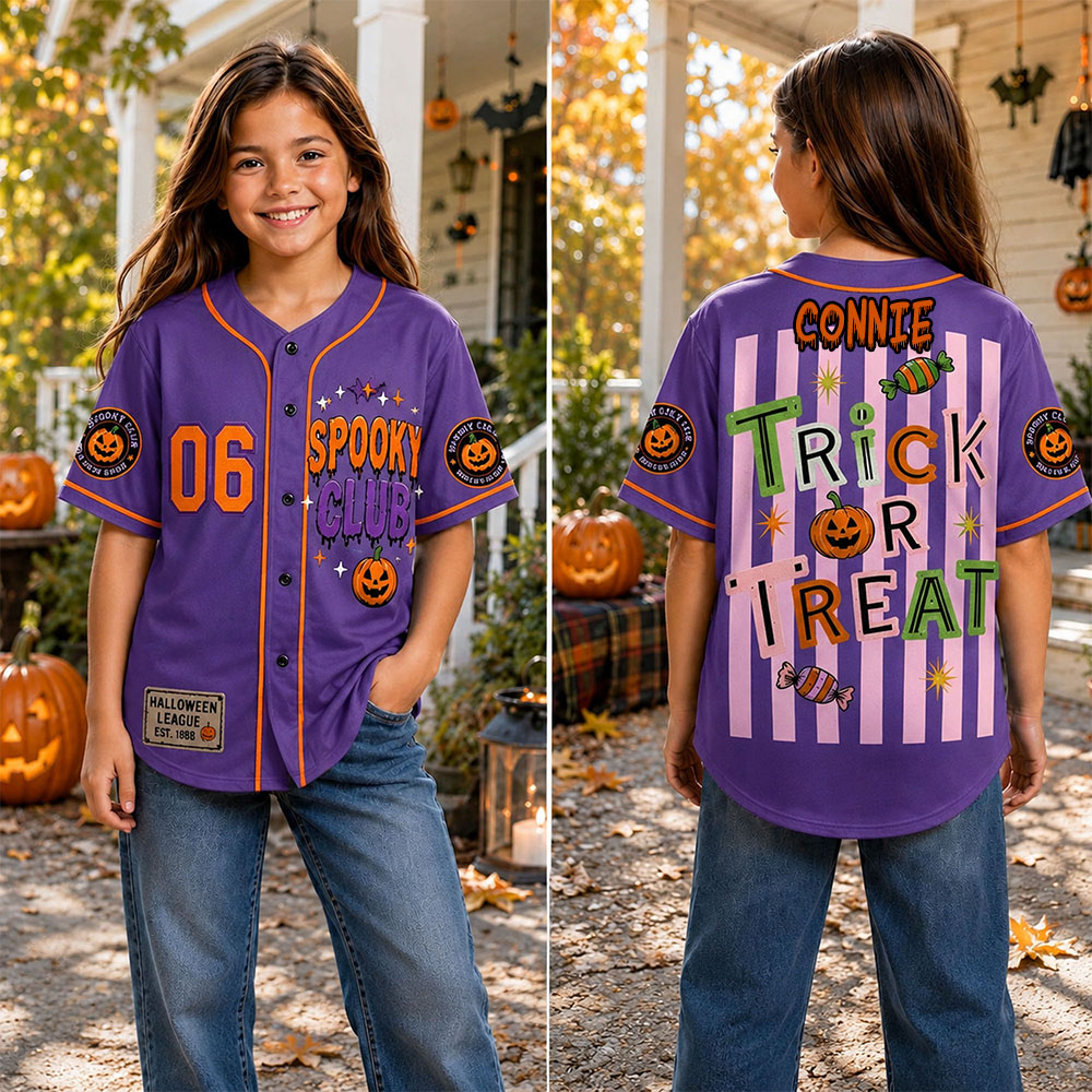 Personalized Halloween Button Up Baseball Jersey For Kid & Adult | CWHalloween94