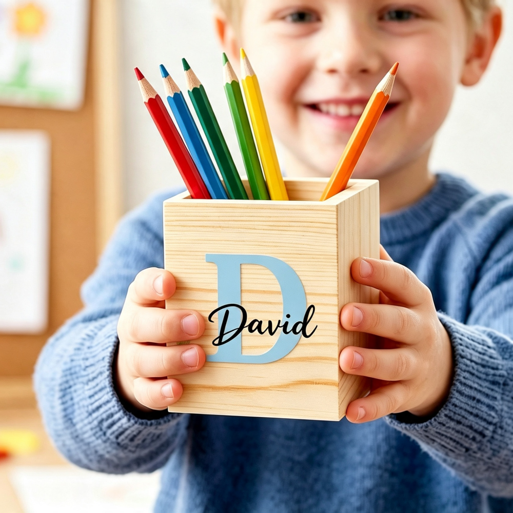 Personalized Wooden Pencil Holder For Kids | CWToy203
