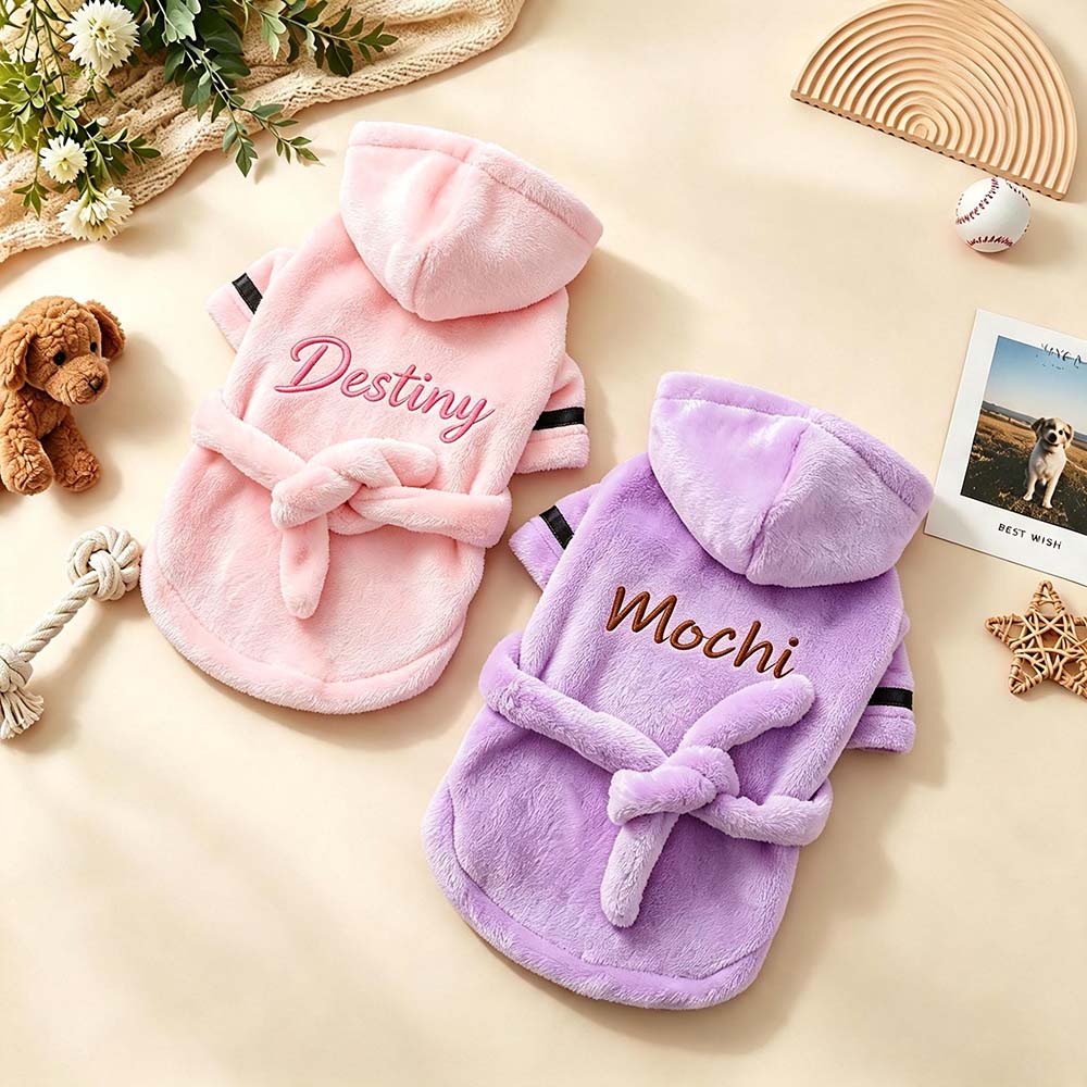 Personalized Embroidery Soft Hooded Pet Bathrobe | BKPet569