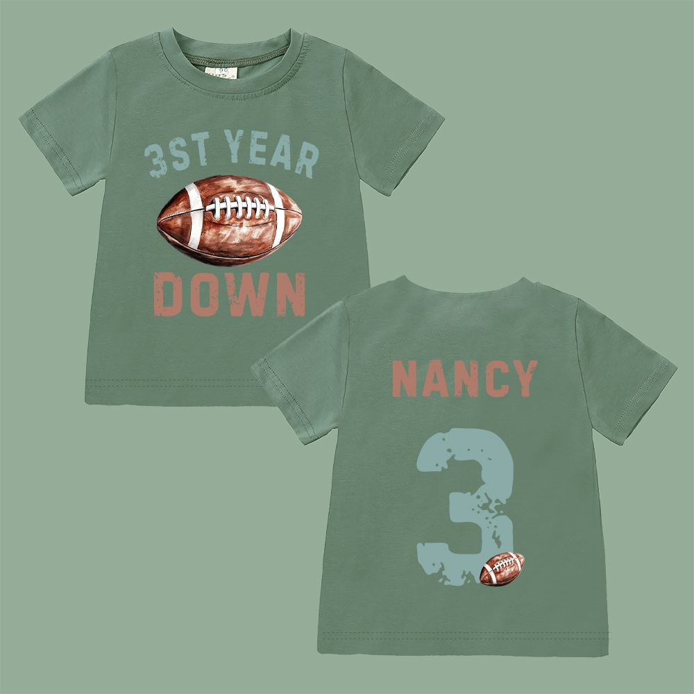 Personalized First Year Down Football Birthday T-Shirt | inBirth20