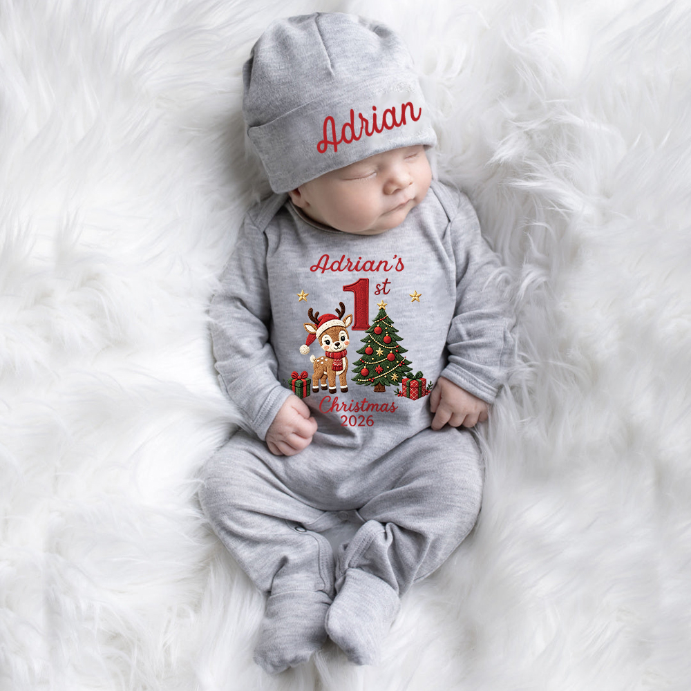 Personalized Baby Cute Design First Christmas Outfit Set | MCGift381