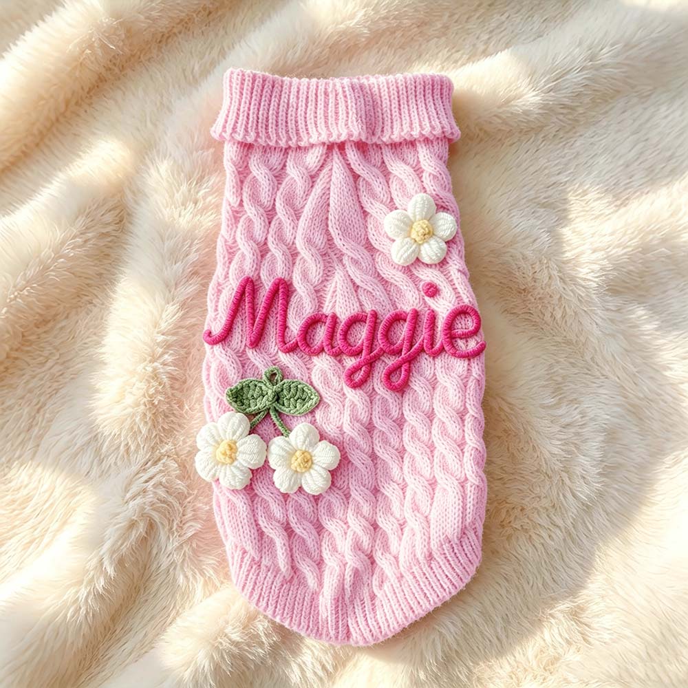 Personalized Hand Embroidered Pets Knit Turtleneck | BKPet580
