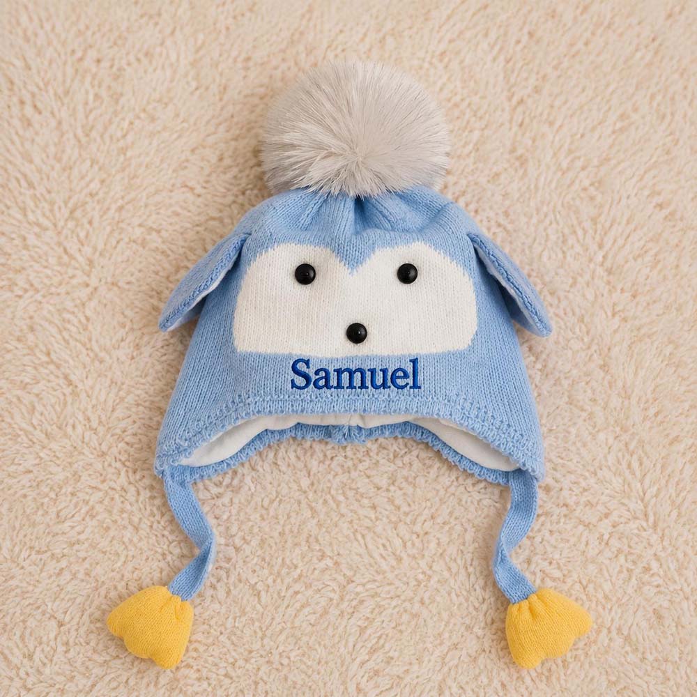 Personalized Embroidery Animal Ear Knit Beanie Hat | HSKid91