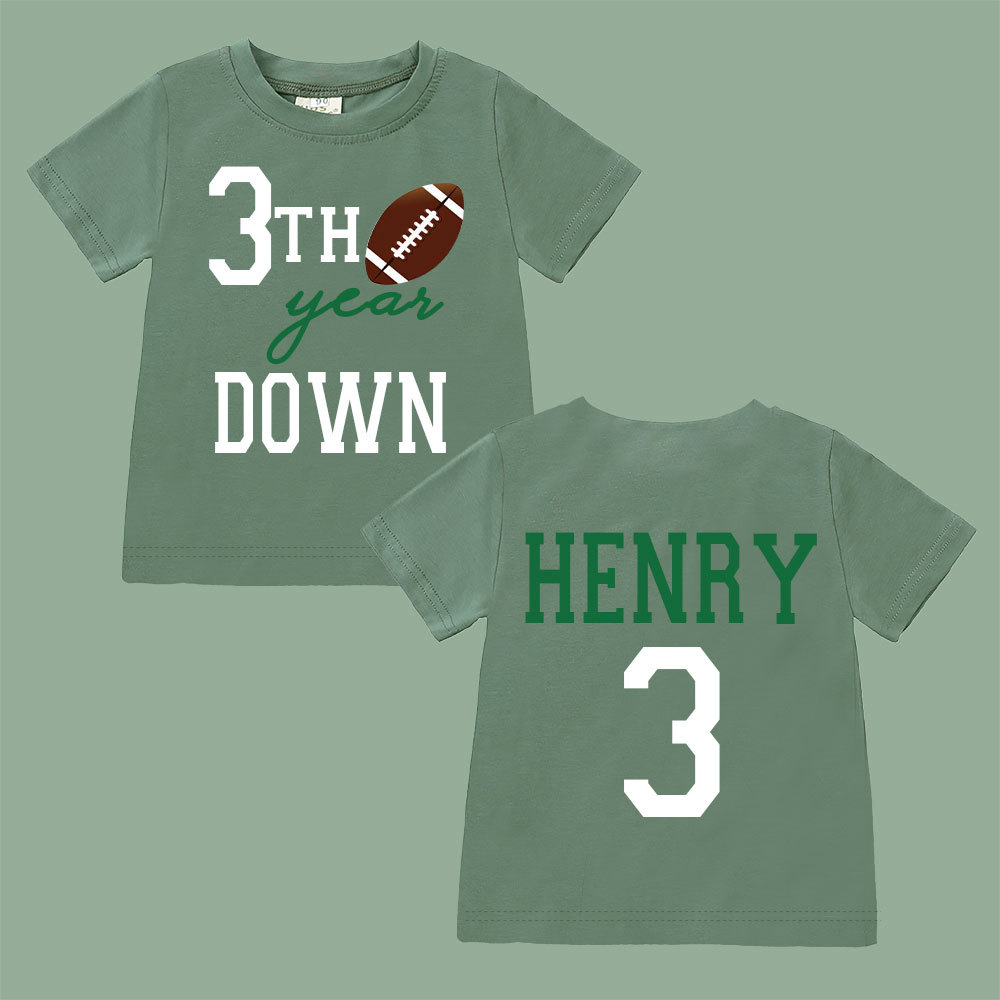 Personalized Three Year Down Football Birthday T-Shirt | inBirth21