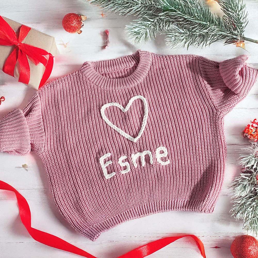 Personalized Hand Embroidered Christmas Knit Sweater | MCGift390
