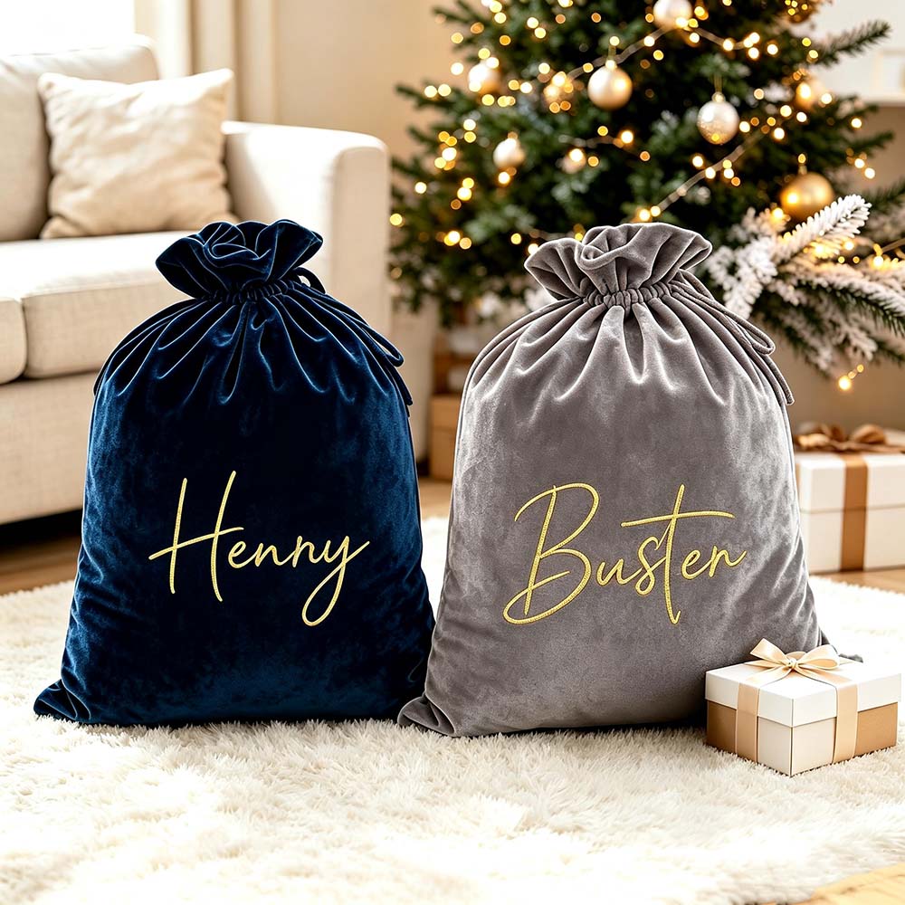 Personalized Custom Name Christmas Velvet Gift Bag | MCGift395