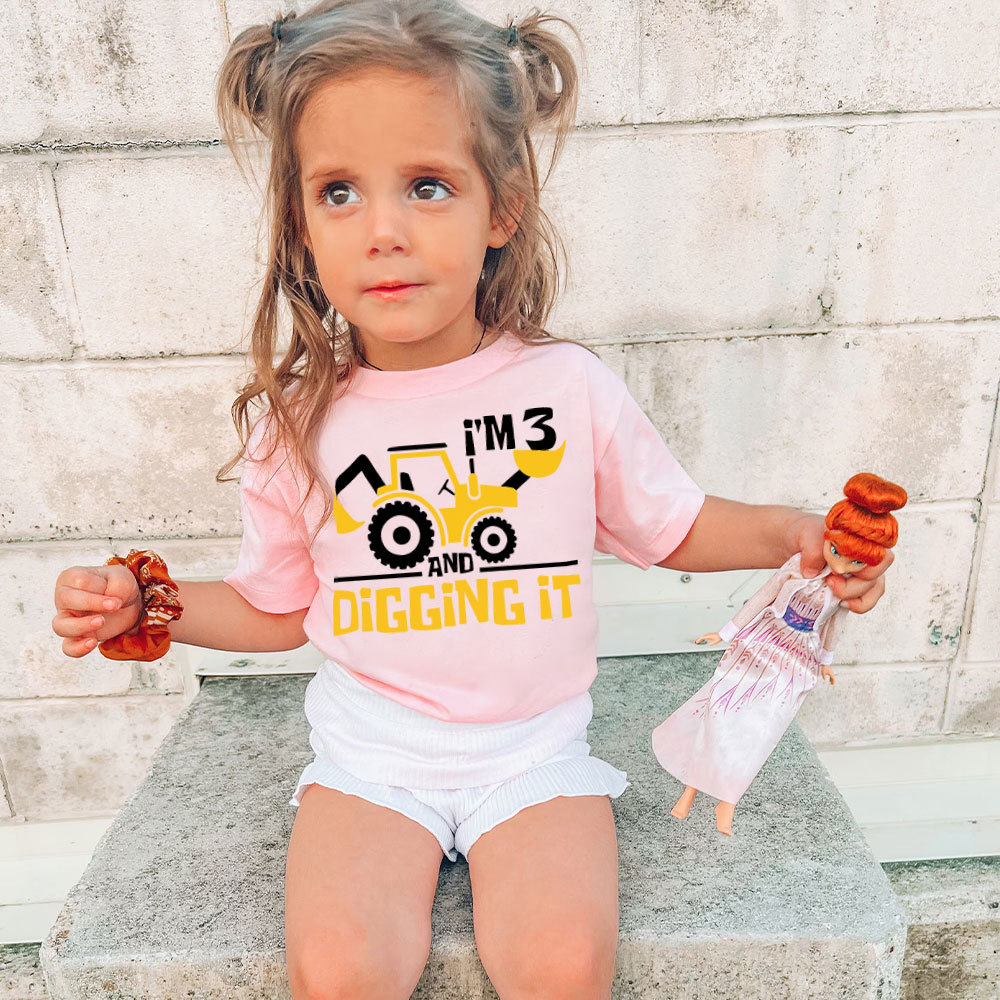 Personalized Digging It Construction Birthday T-Shirt | inBirth22