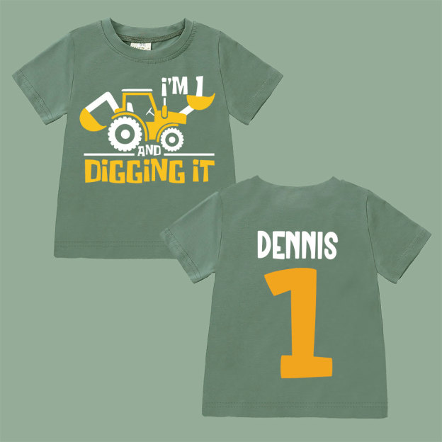 Personalized Digging It Construction Birthday T-Shirt | inBirth22